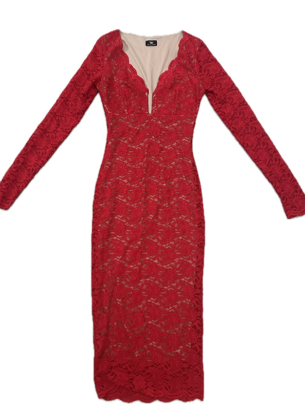 Va Va Voom Red Lace Long-Sleeve Bodycon Dress